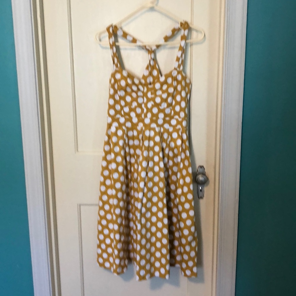 Mustard yellow polka dot dress from ModCloth